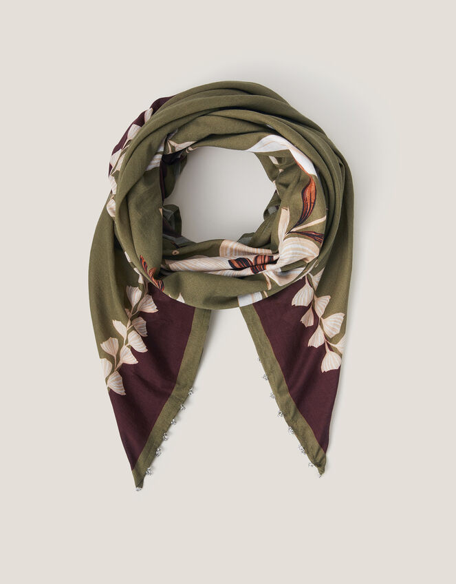 Ester Square Floral Print Scarf, , large