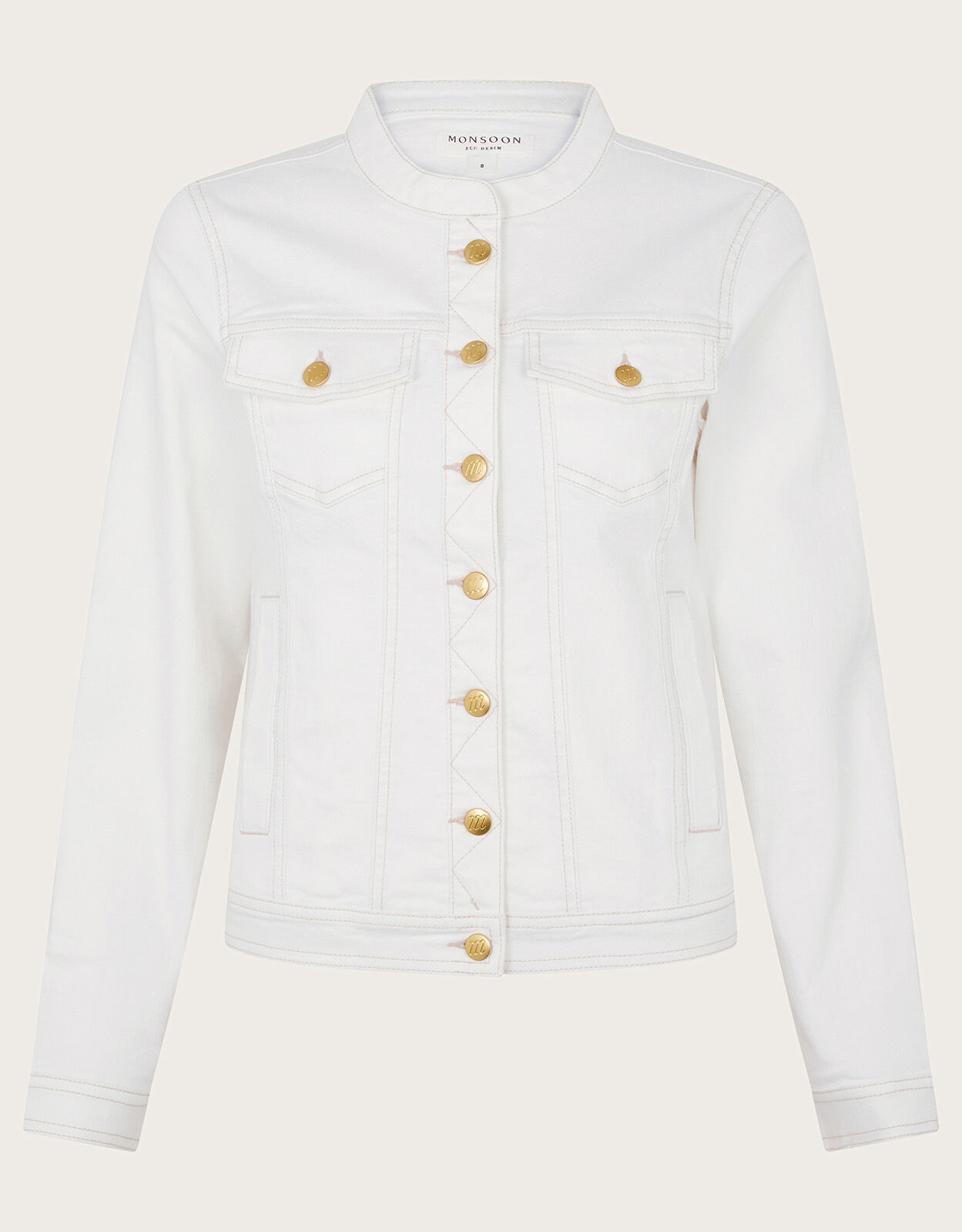 Monsoon white denim jacket store