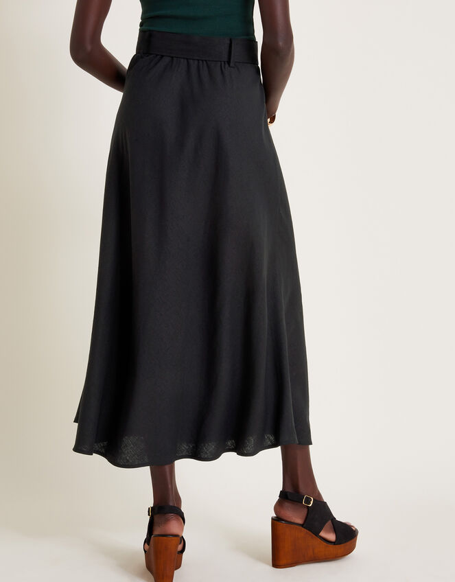 Olive Belted Midi Skirt, Black (BLACK), large