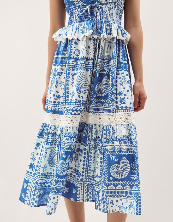 Soleil Print Midi Dress, Blue (COBALT), large