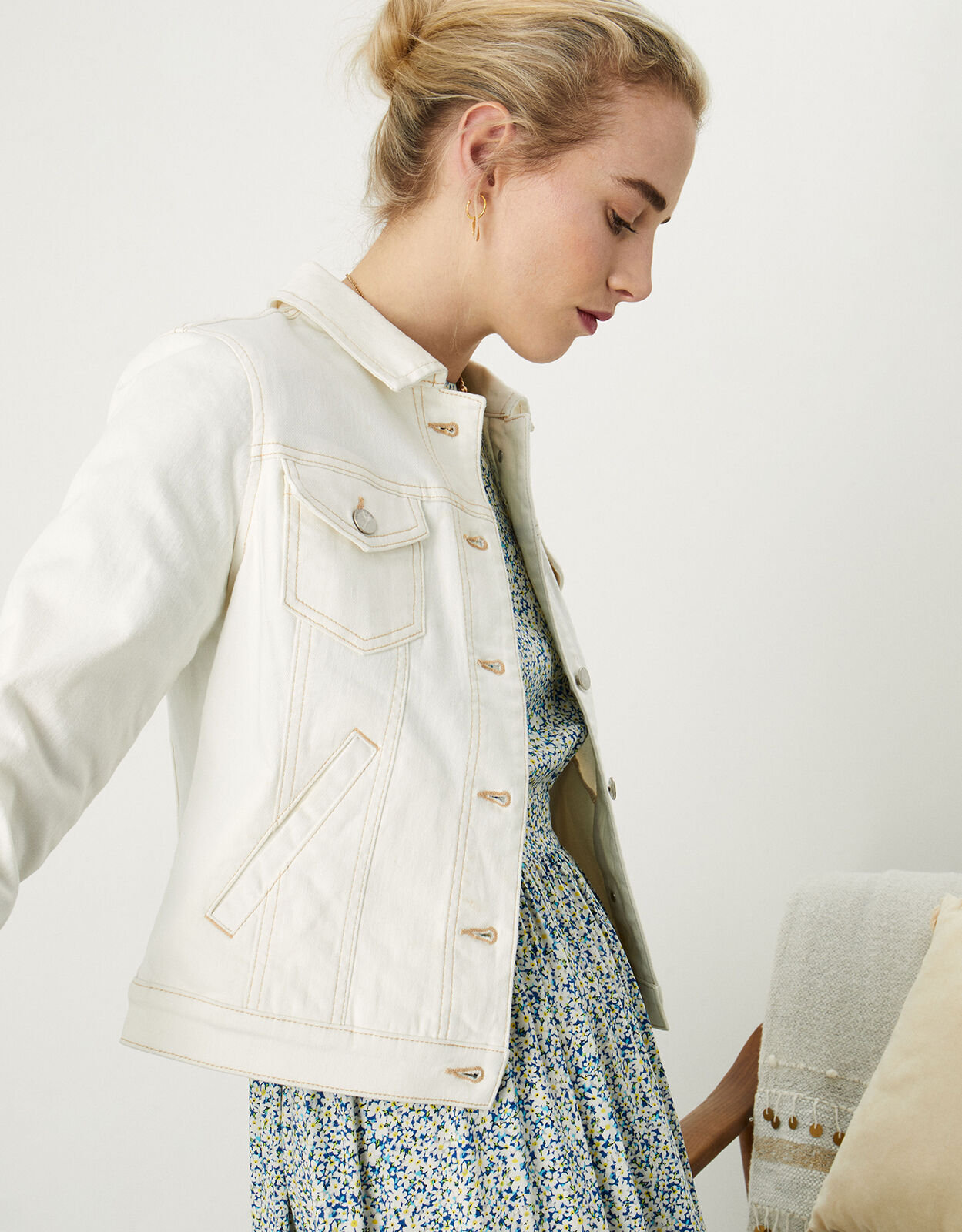 Monsoon white denim jacket outlet