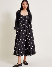 Sicily Fit and Flare Midi Dress, Black (BLACK), large