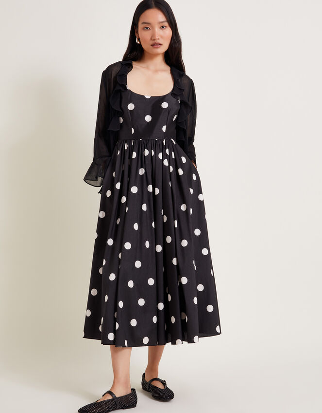Sicily Fit and Flare Midi Dress, Black (BLACK), large