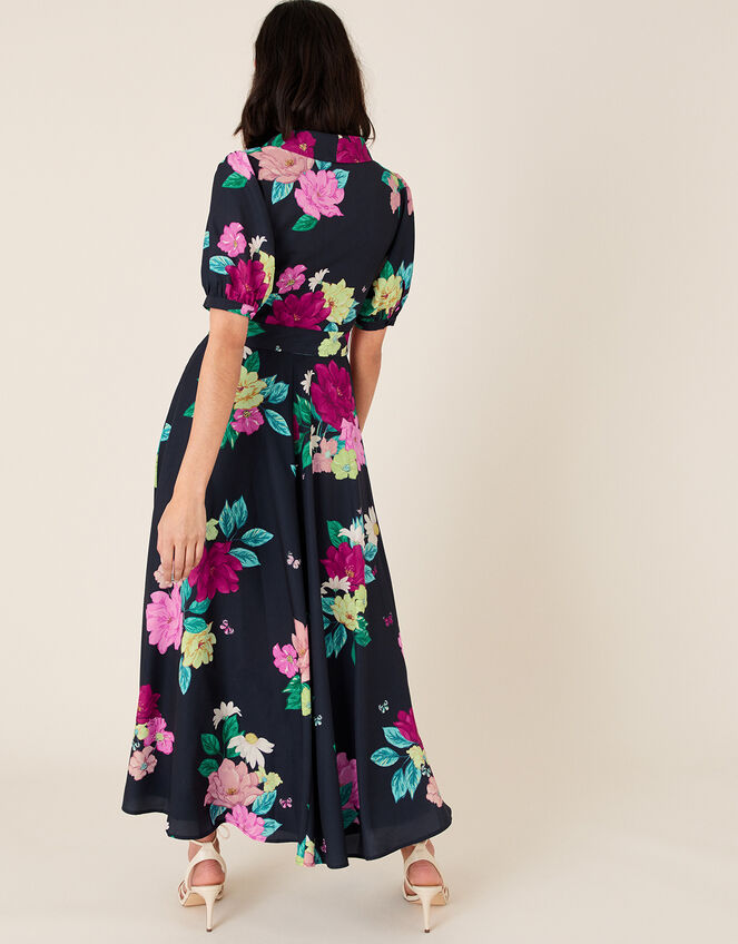 Una Floral Print Shirt Dress, Blue (NAVY), large