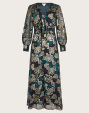 Tora Foil Floral Maxi Dress, Blue (NAVY), large