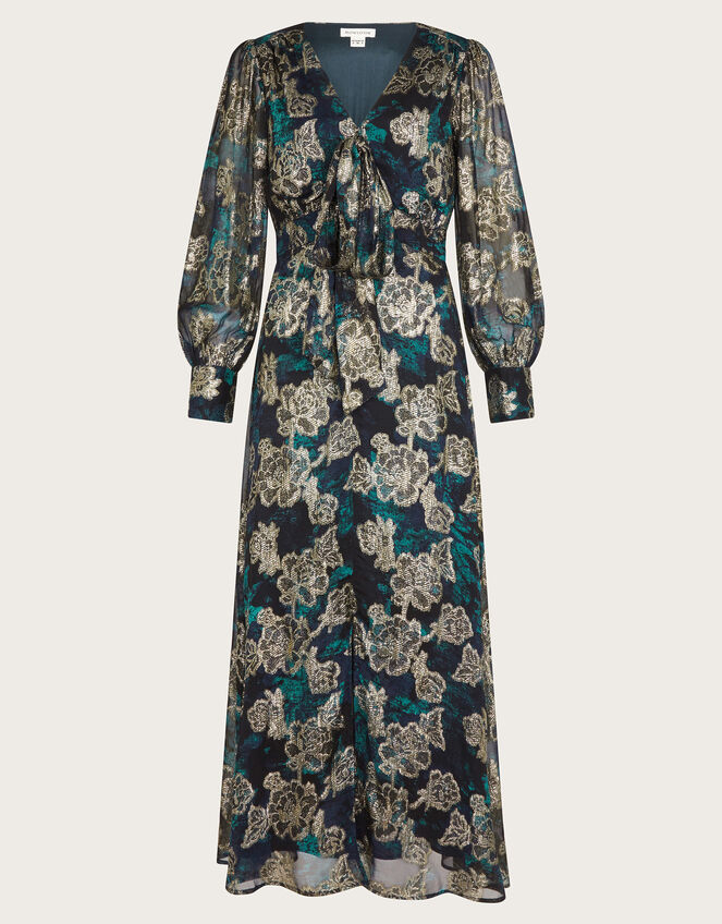 Tora Foil Floral Maxi Dress, Blue (NAVY), large