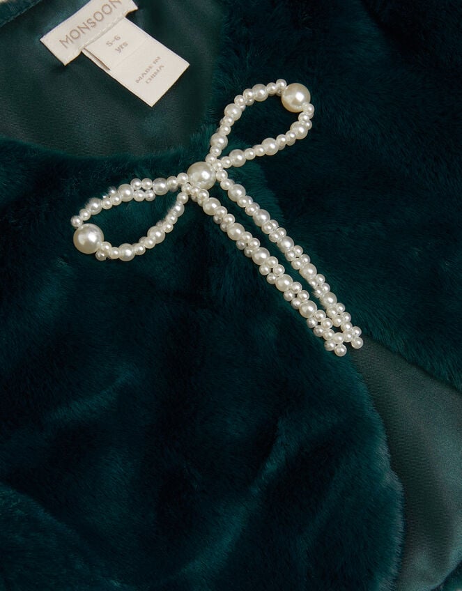 Marie Bow Faux Fur Shrug, Teal (TEAL), large