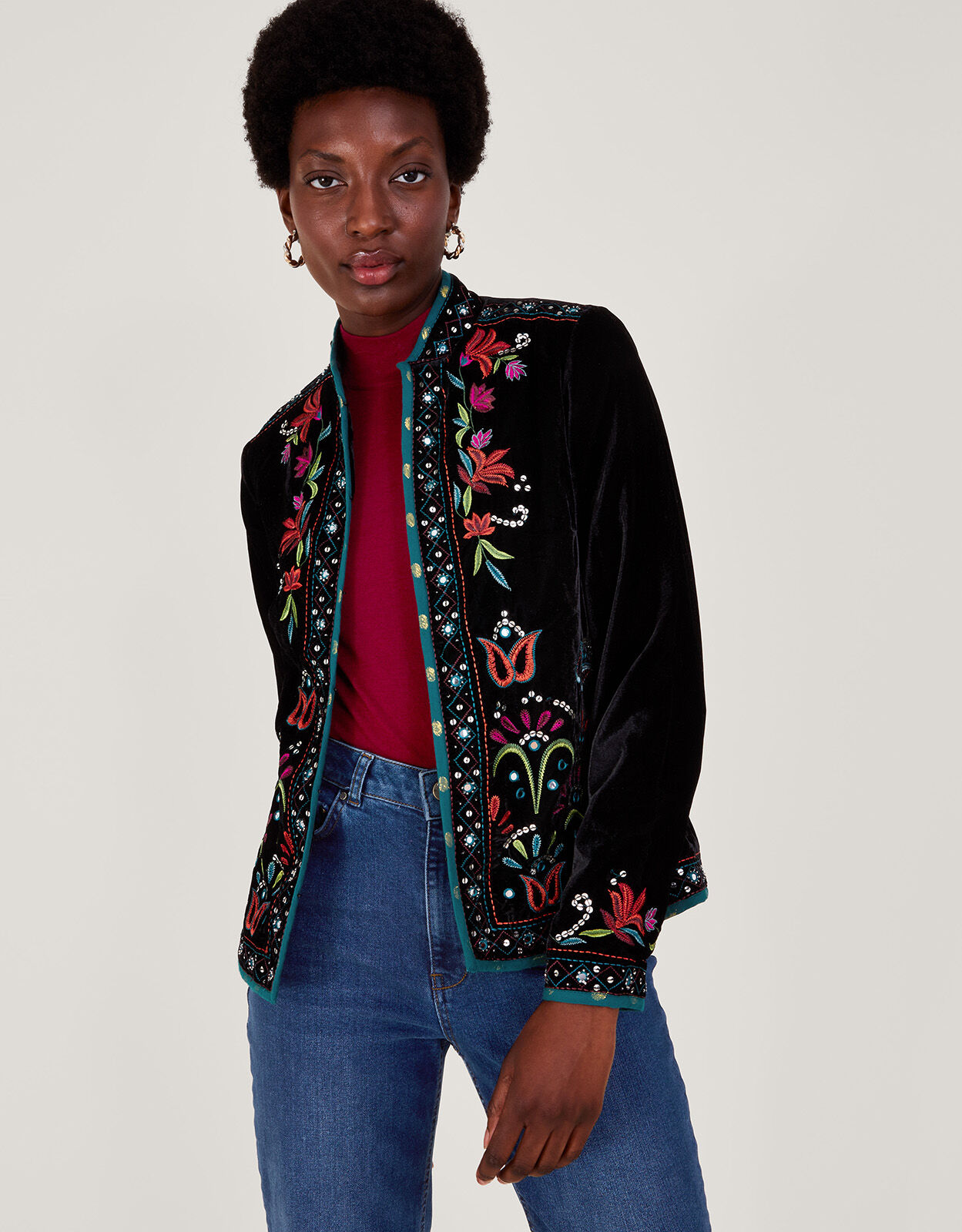 Maeve Embroidered Jacket Black