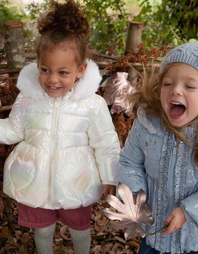 Baby Heart Pocket Holographic Coat, Ivory (IVORY), large