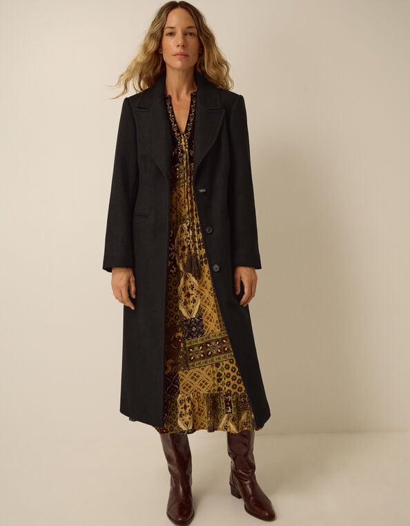 Celia Wool Blend Coat, Black (BLACK), large