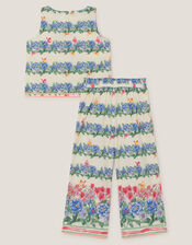 Clara Floral Print Top & Trouser Set, Ivory (IVORY), large