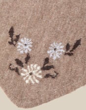 Flic Floral Embroidered Knitted Triangle Scarf, , large