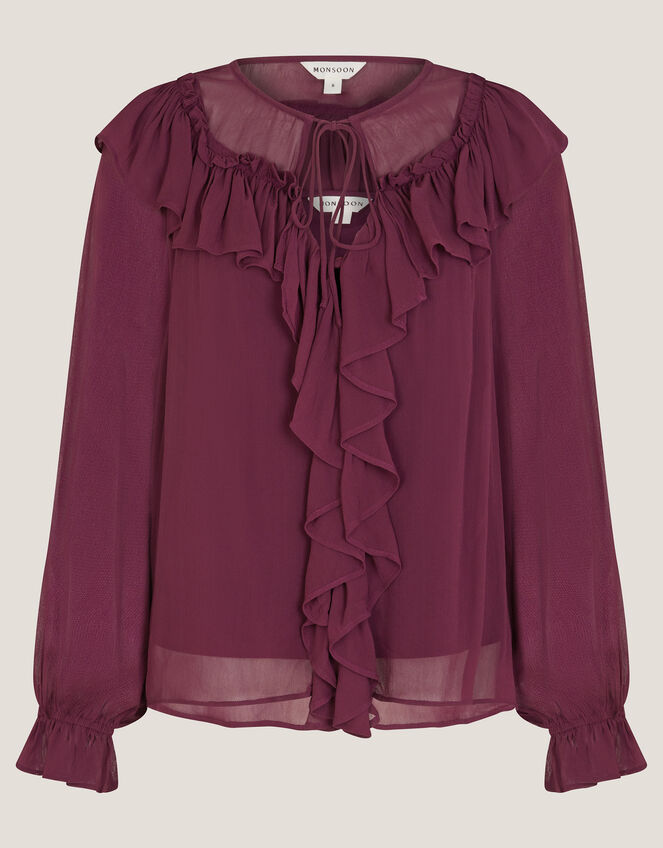 Suki Ruffle Blouse, Red (BURGUNDY), large