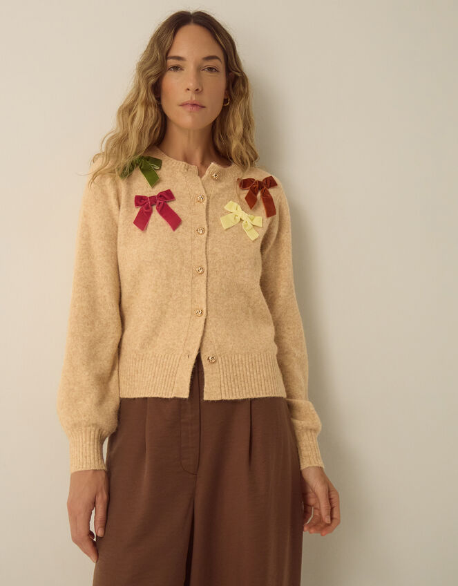 Mila Bow Embellished Crew Neck Cardigan
