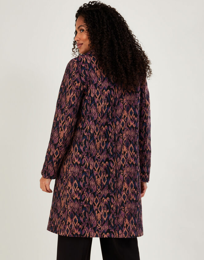 Joannie Metallic Jacquard Artisan Coat, Purple (PURPLE), large