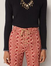 Maison Hotel Calypso Floral Flare Trousers, Orange (CORAL), large