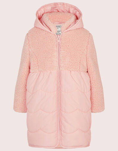 Borg Scallop Coat, Pink (PALE PINK), large