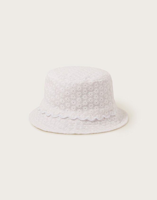 Baby Broderie Bucket Hat, Ivory (IVORY), large