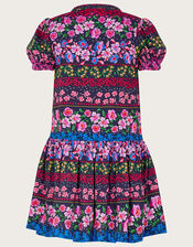 Floral Stripe Print Dress in LENZING™ ECOVERO™, Blue (NAVY), large