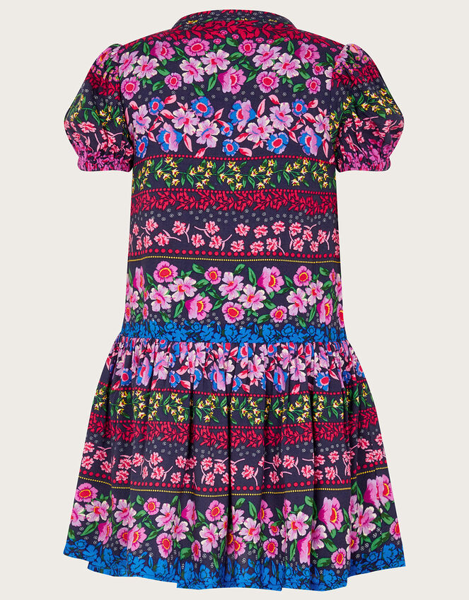 Floral Stripe Print Dress in LENZING™ ECOVERO™, Blue (NAVY), large