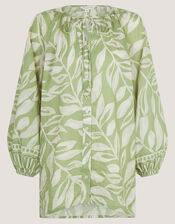 Lillie Leaf Print Blouse, Green (GREEN), large