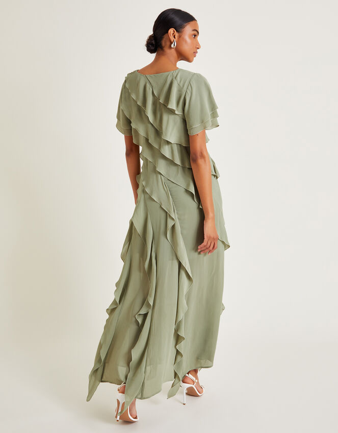 Renata Ruffle Maxi Dress, Green (SAGE), large