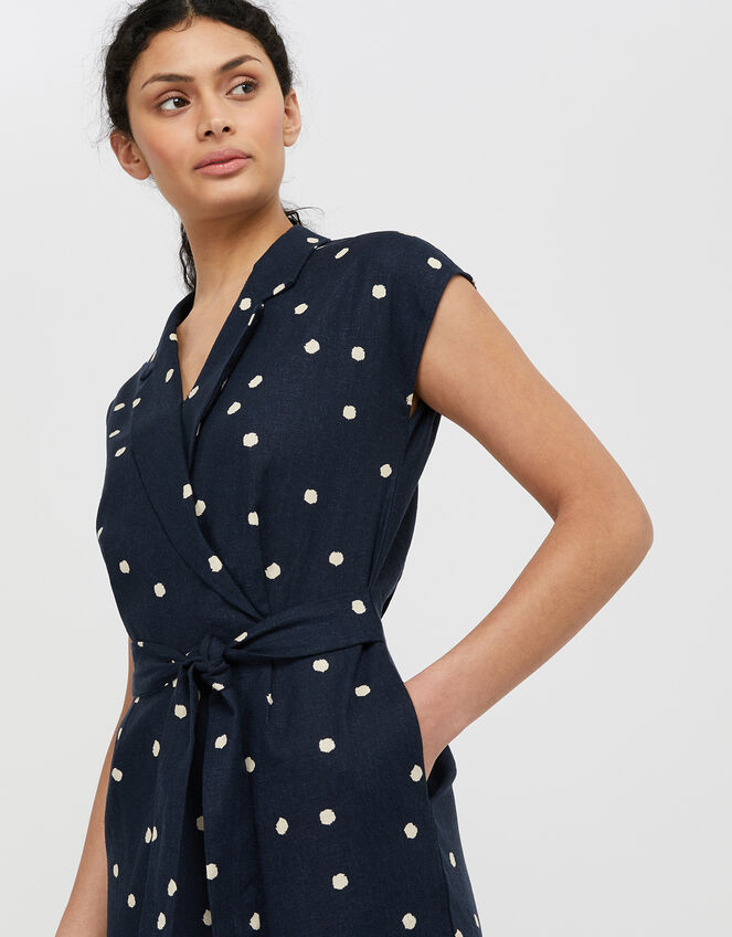 Finley Spot Jumpsuit in Linen Blend, Blue (NAVY), large