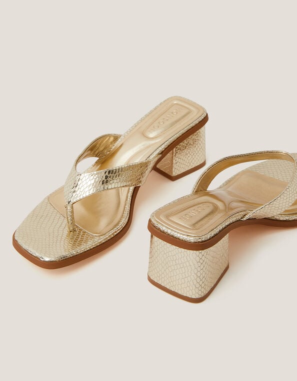 Tilly Toe Thong Mules, Gold (GOLD), large