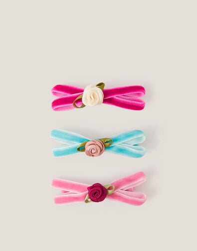 3-Pack Rose Bow Hair Clips, , large
