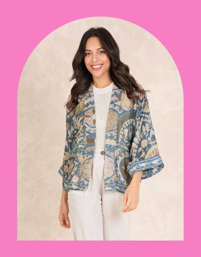 One Hundred Stars Susani Print Kimono Jacket, , large