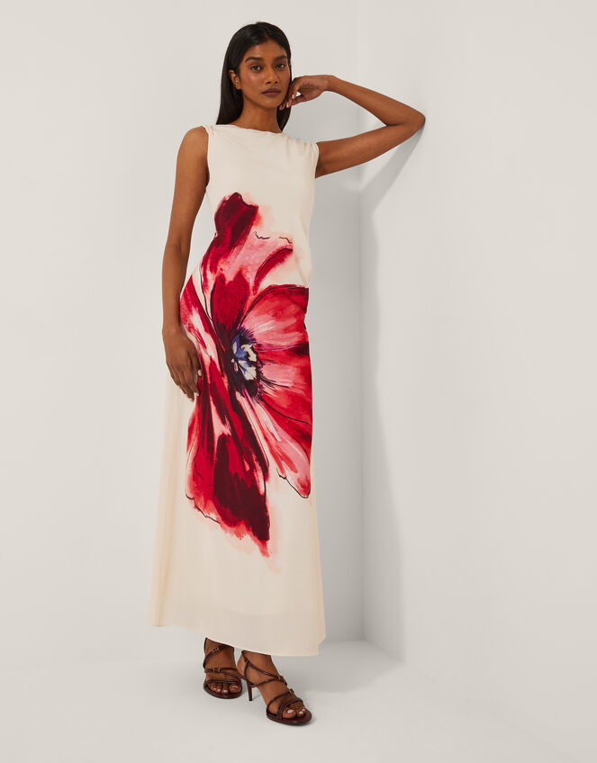 Marinna Sleeveless Floral Maxi Dress, Ivory (IVORY), large