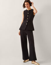 Shelby Stretch Button Waistcoat, Black (BLACK), large