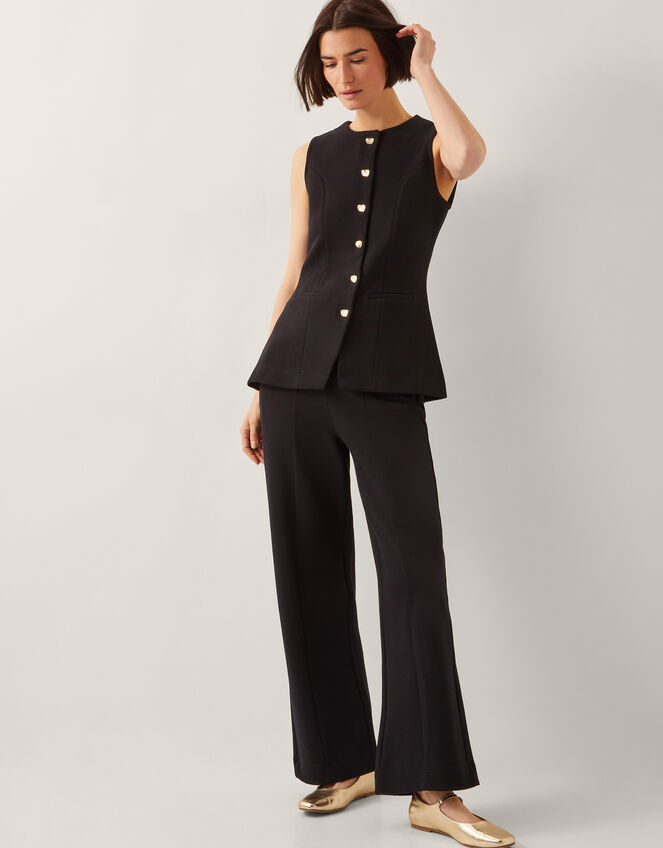 Shelby Stretch Button Waistcoat, Black (BLACK), large