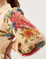 Rosaleigh Long Sleeve Floral Maxi Dress, Cream (CREAM), large