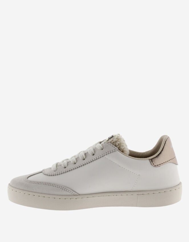 Victoria Berlin Faux Sheepskin Glitter Trainers, Silver (SILVER), large
