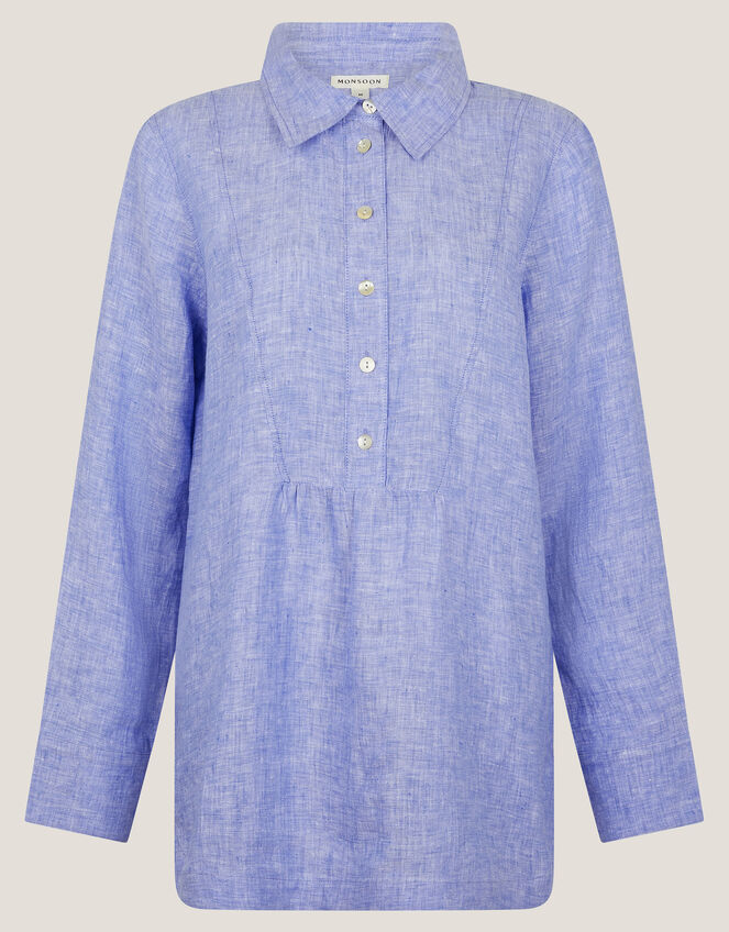 Lola Linen Shirt, Blue (BLUE), large
