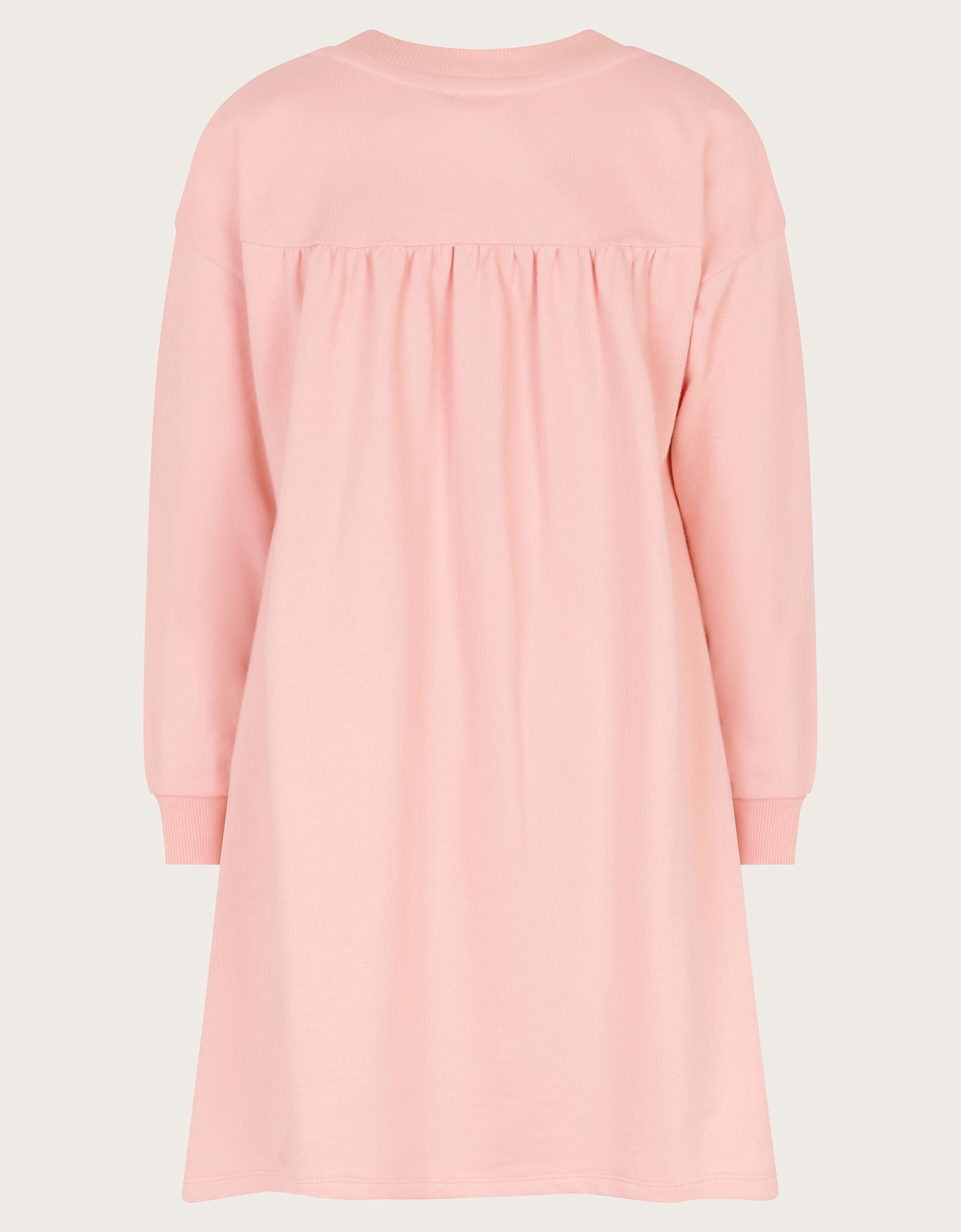 Floral Embroidered Sweatshirt Dress Pink