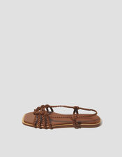 Haf Metallic Braided Sandals, Tan (TAN), large