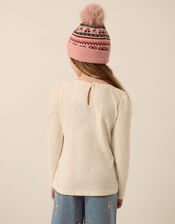 Organza Bow Long Sleeve Top, Cream (CREAM), large