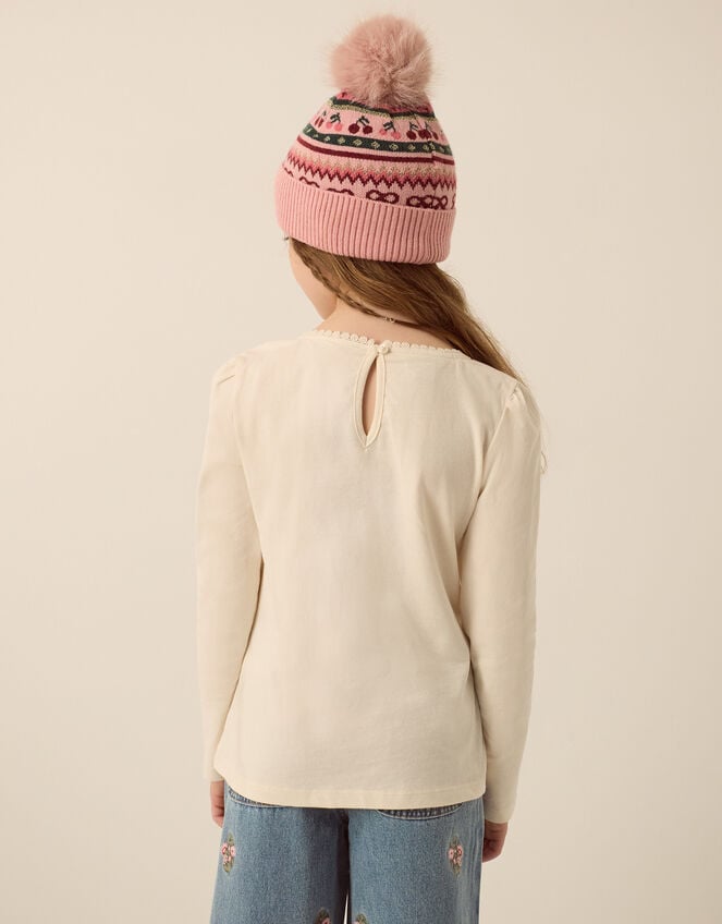 Organza Bow Long Sleeve Top, Cream (CREAM), large