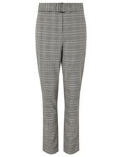 Ettie Check Wide Leg Trousers, Grey (GREY), large