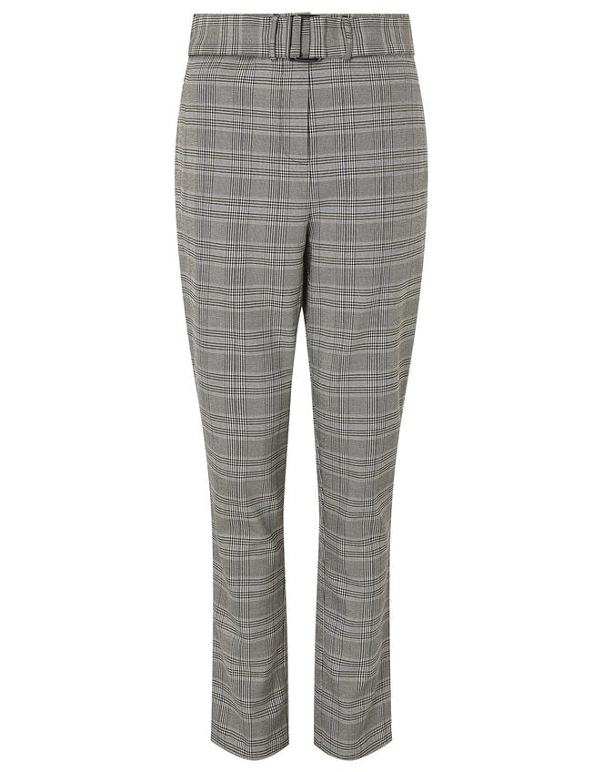 Ettie Check Wide Leg Trousers, Grey (GREY), large