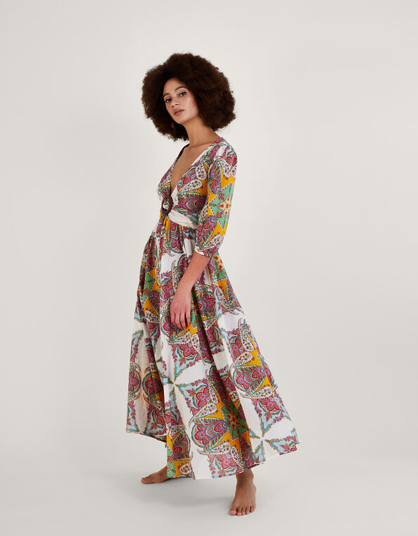 Paisley Scarf Print Maxi Dress in Sustainable Cotton, Multi (MULTI), large