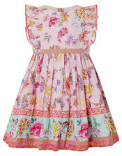 Baby Paisley Floral Dress in Organic Cotton, Pink (PINK), large