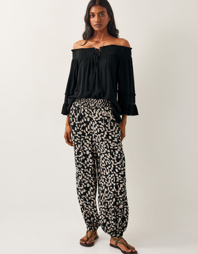 Ava Off-The-Shoulder Smock Top, Black (BLACK), large