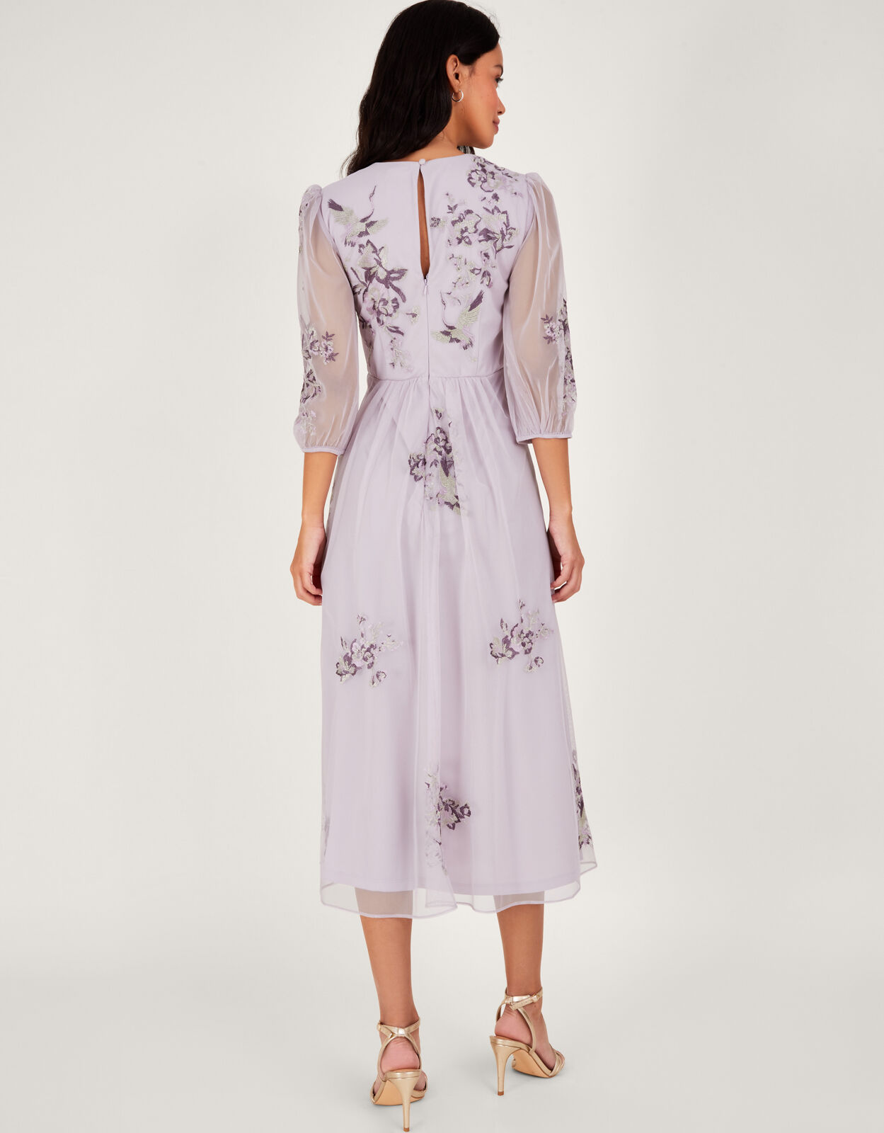Karen Embroidered Dress in Recycled Polyester Purple