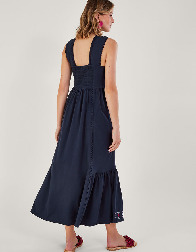 Embroidered Jersey Sundress Blue