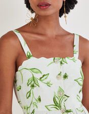 Kai Floral Print Dress in Linen Blend, Ivory (IVORY), large