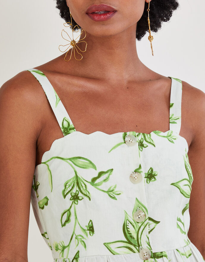 Kai Floral Shirred Knot Shoulder Sleeveless Long Dress