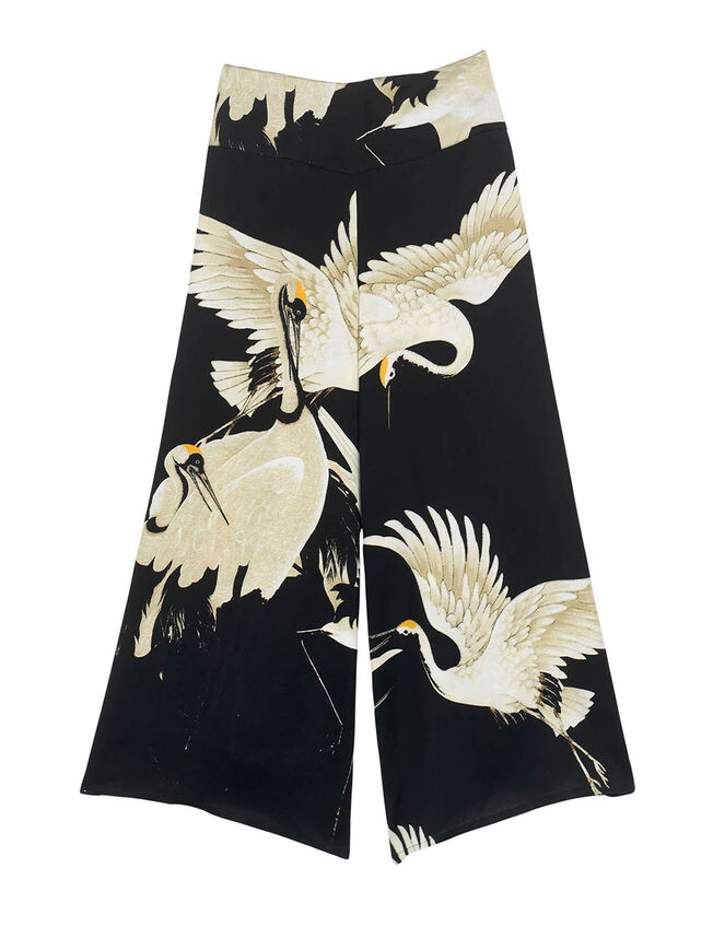 One Hundred Stars Stork Print Trousers, Black (BLACK), large